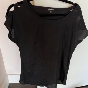 Express Elegant Black Blouse Cold Shoulder